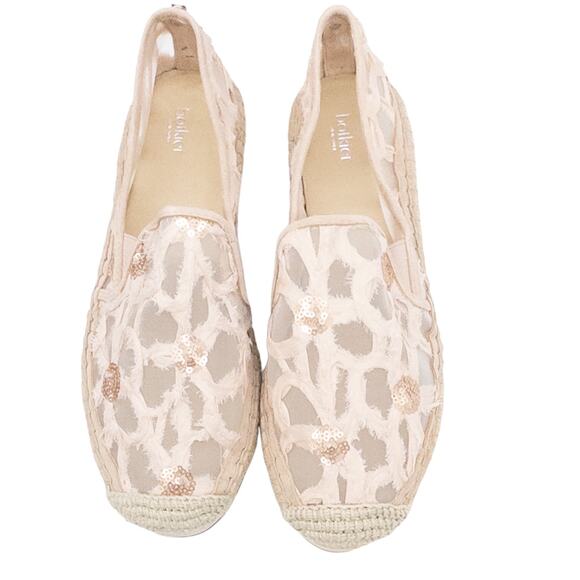 Botkier Sara Espadrille Platform Sequin Loafer Flats Blush Lace 8 Women's - Picture 2 of 7